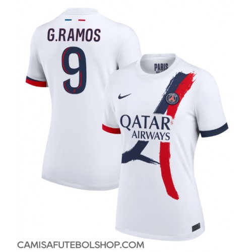 Camisa de time de futebol Paris Saint-Germain Goncalo Ramos #9 Replicas 2º Equipamento Feminina 2024-25 Manga Curta